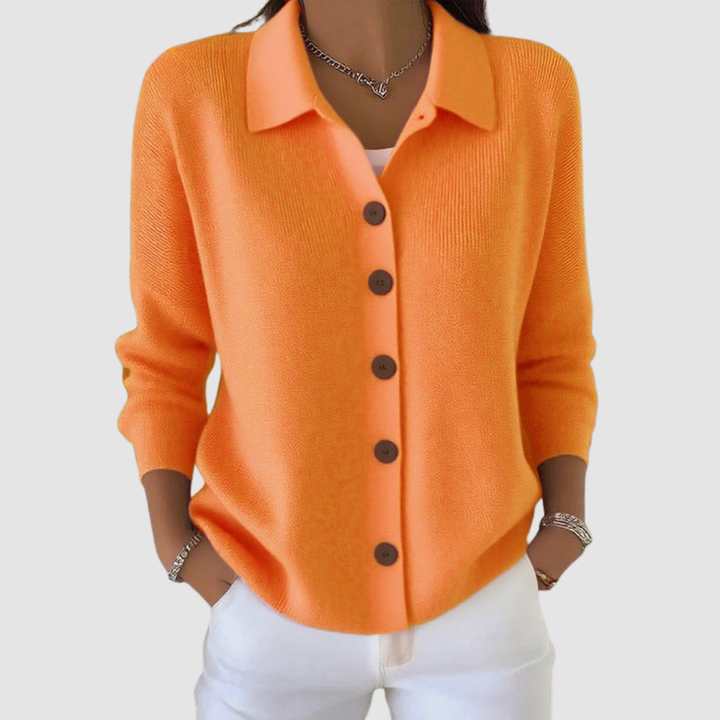 Lettice – Button-Up Knit Cardigan with Collar