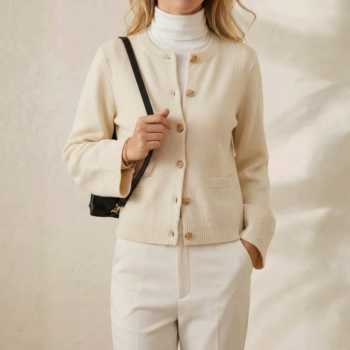 Joanna – Button-Front Ribbed Knit Cardigan