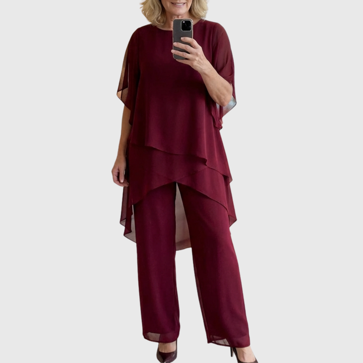 Keelin | Suit with Draped Palazzo Trousers