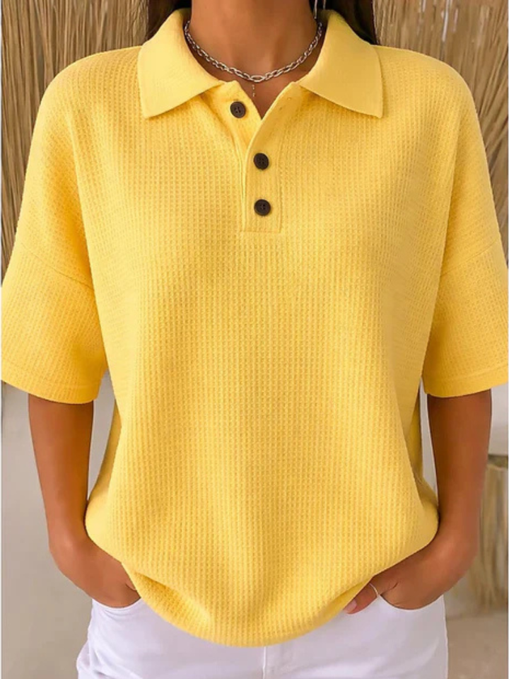 Beryl – Relaxed Waffle Knit Polo Top