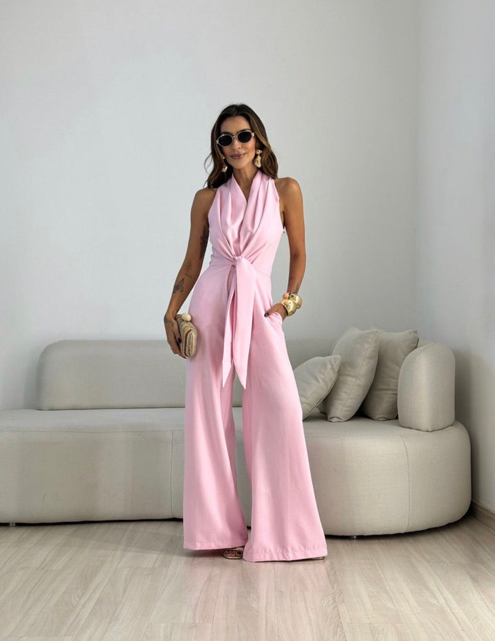 Linda – Halter Neck Wide-Leg Jumpsuit