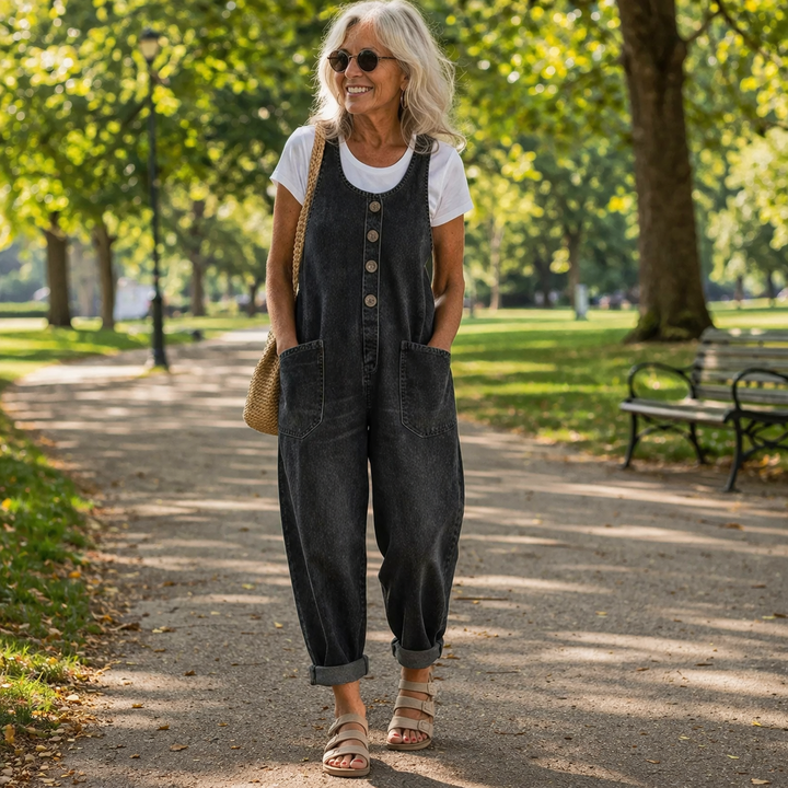 Frances – Relaxed Denim-Look Dungarees