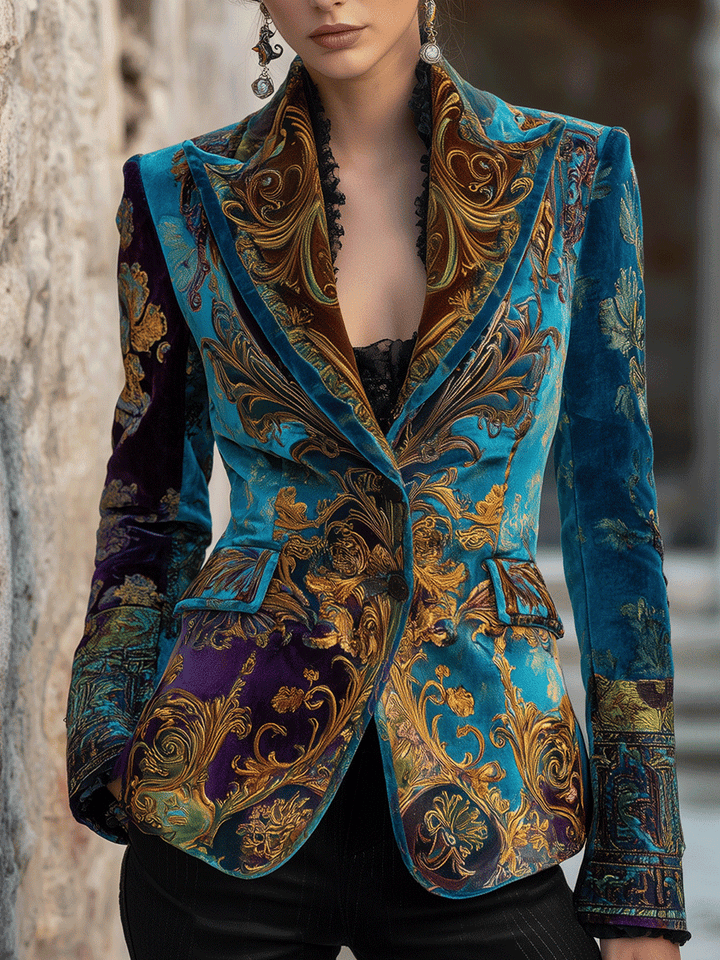 Imelda – Baroque Velvet-Look Tailored Blazer