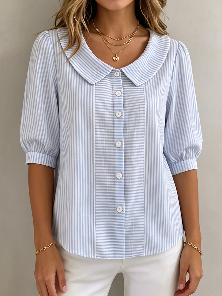 Honora – Striped Peter Pan Collar Blouse