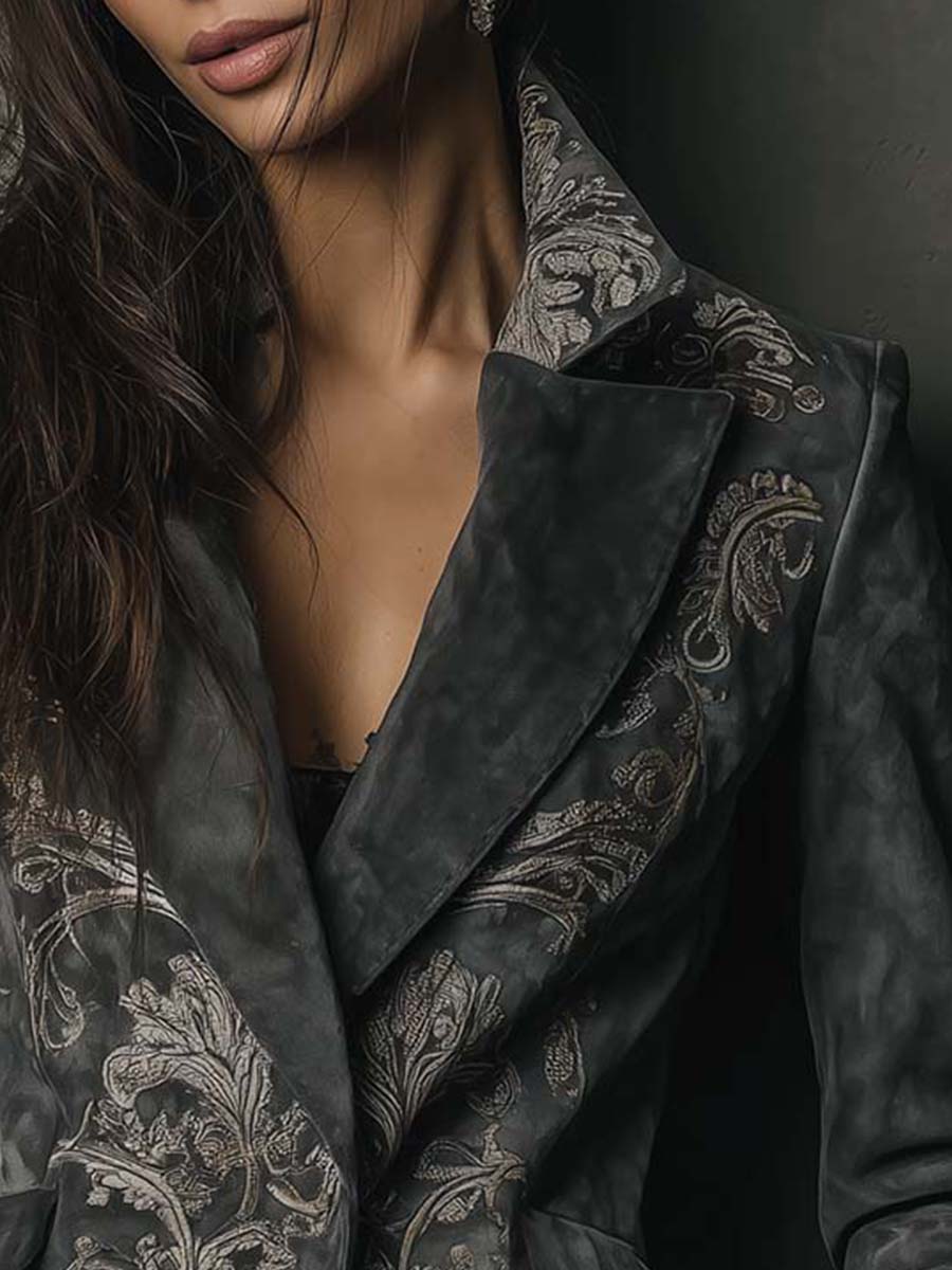 Irene – Embossed Floral Tailored Blazer