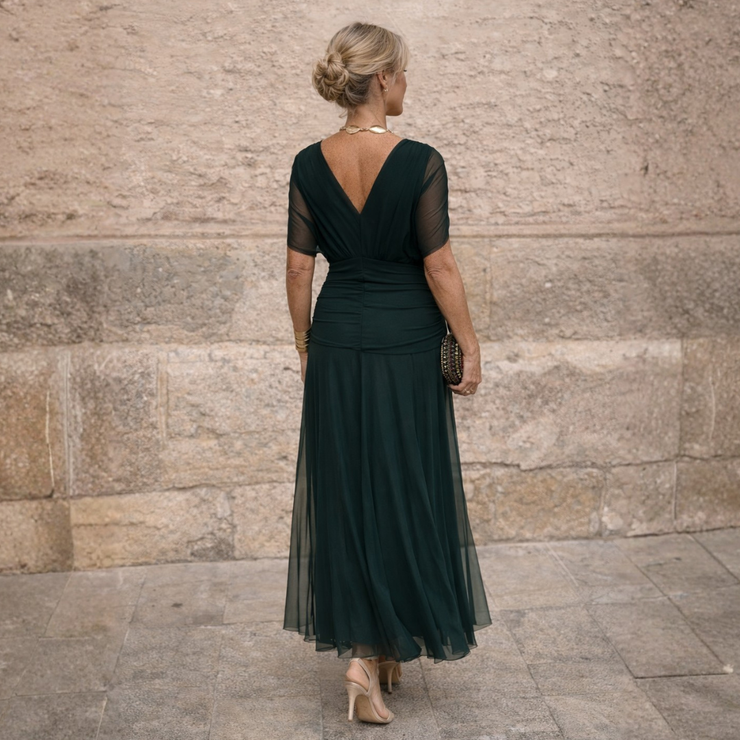 Christine – Draped Chiffon Maxi Dress