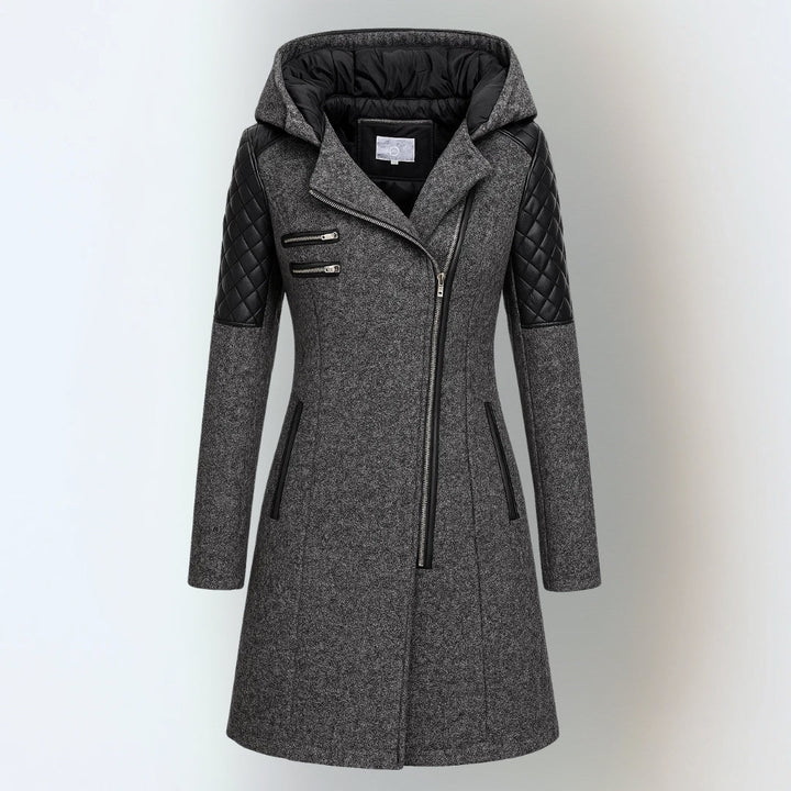 Veronica – Hooded Quilted Panel Winter Coat