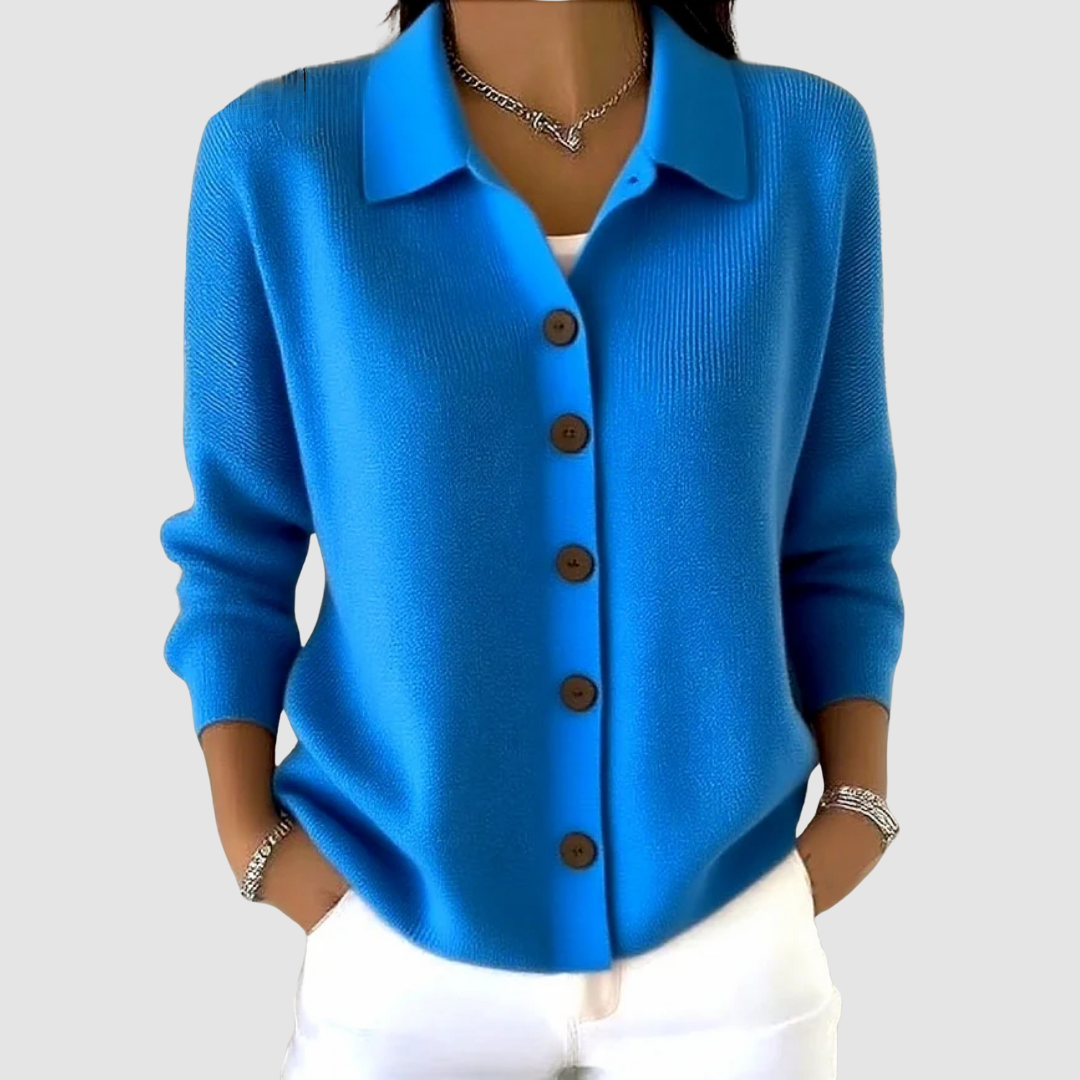 Lettice – Button-Up Knit Cardigan with Collar