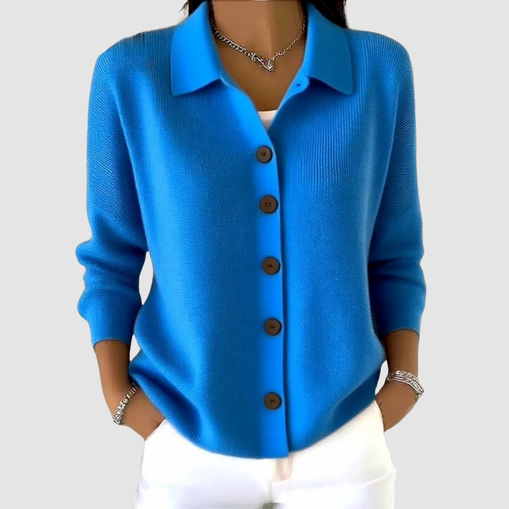 Lettice – Button-Up Knit Cardigan with Collar