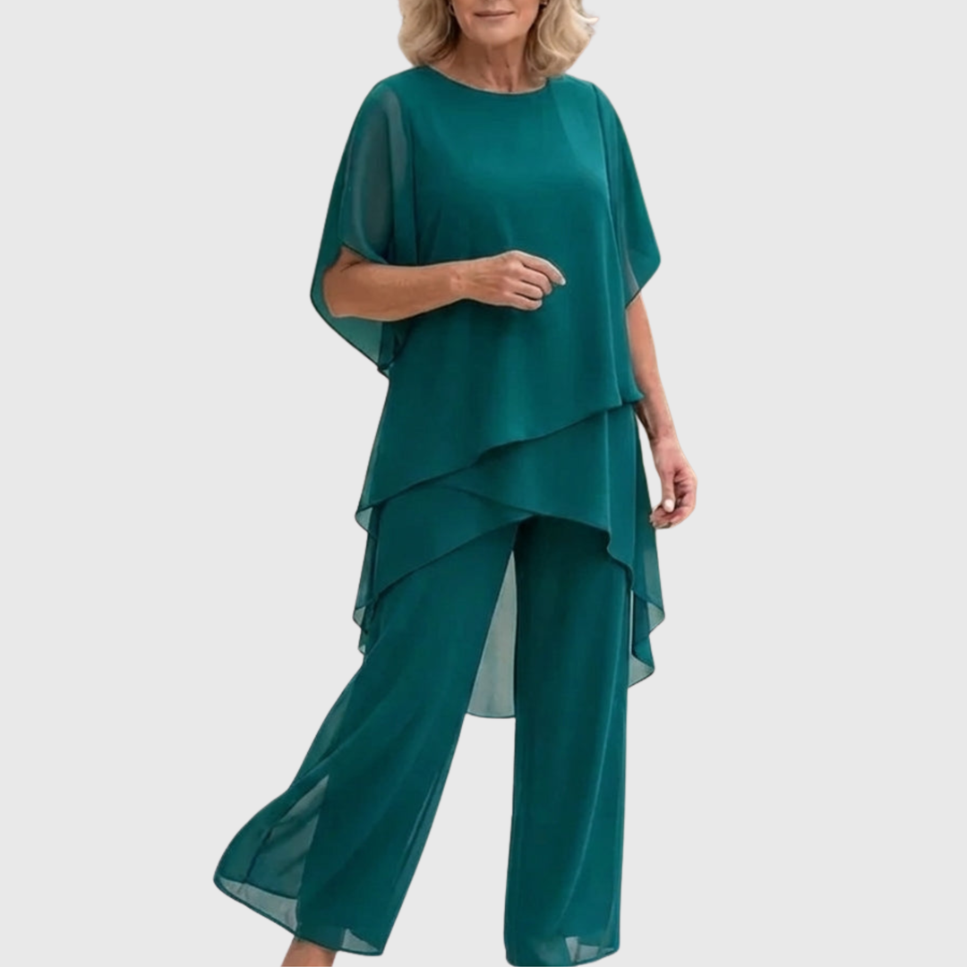 Keelin | Suit with Draped Palazzo Trousers