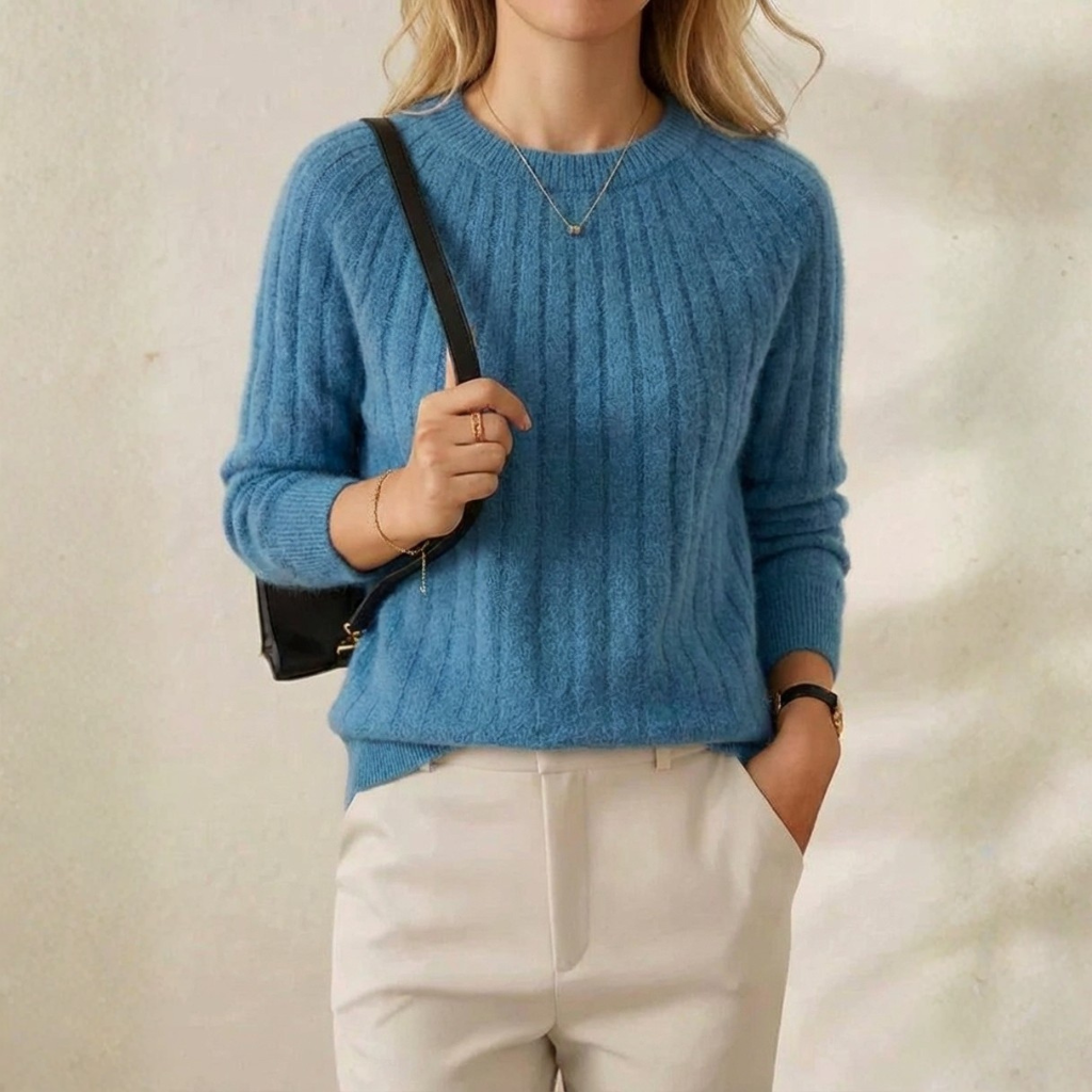 Agnes – Ribbed Knit Crewneck Jumper