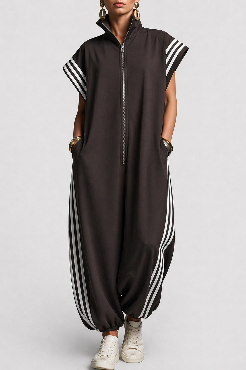 Sorcha – Relaxed Zip-Up Striped Jumpsuit