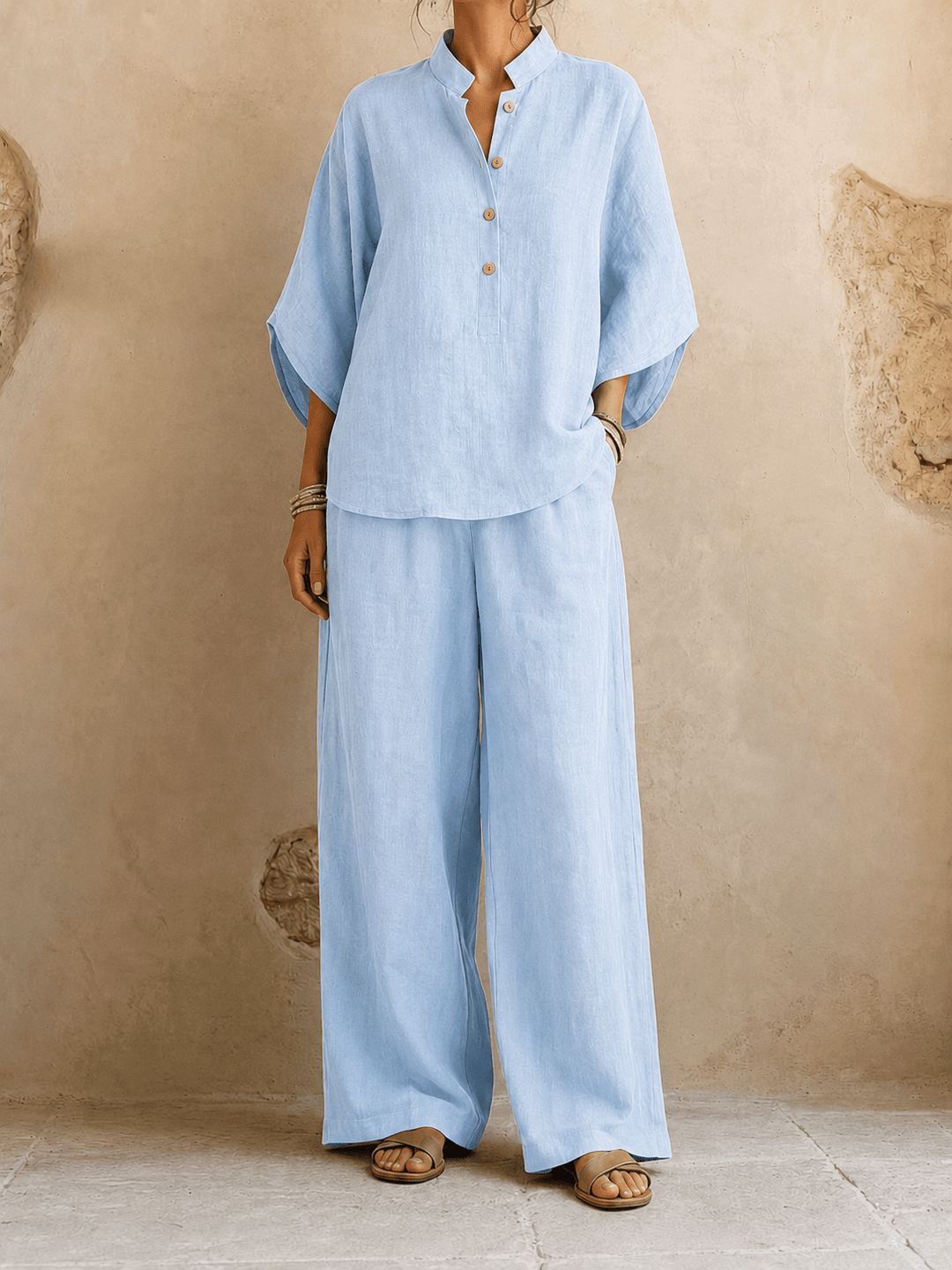 Zara – Batwing Blouse and Wide-Leg Trousers Set