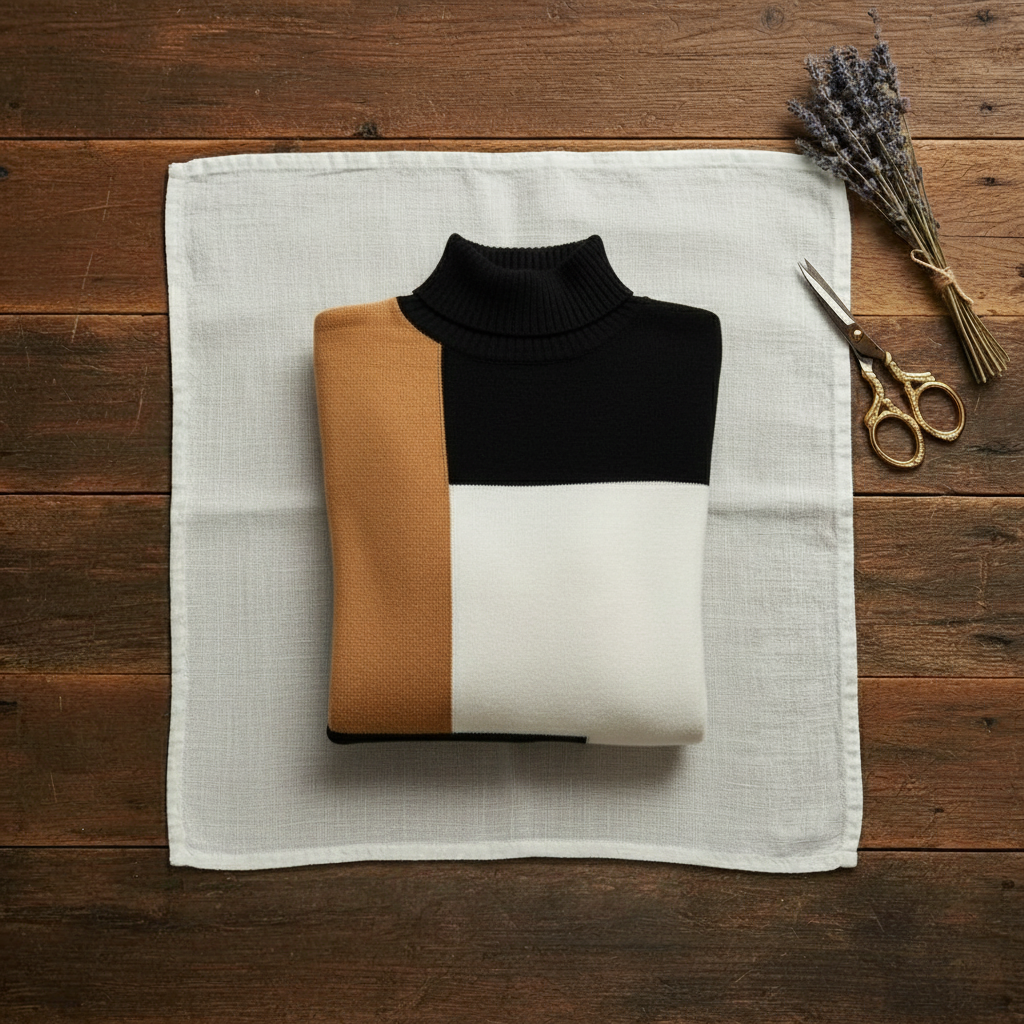 Katharine – Colour Block Turtleneck Jumper