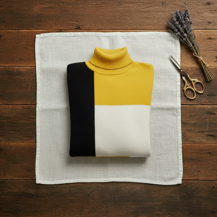 Katharine – Colour Block Turtleneck Jumper
