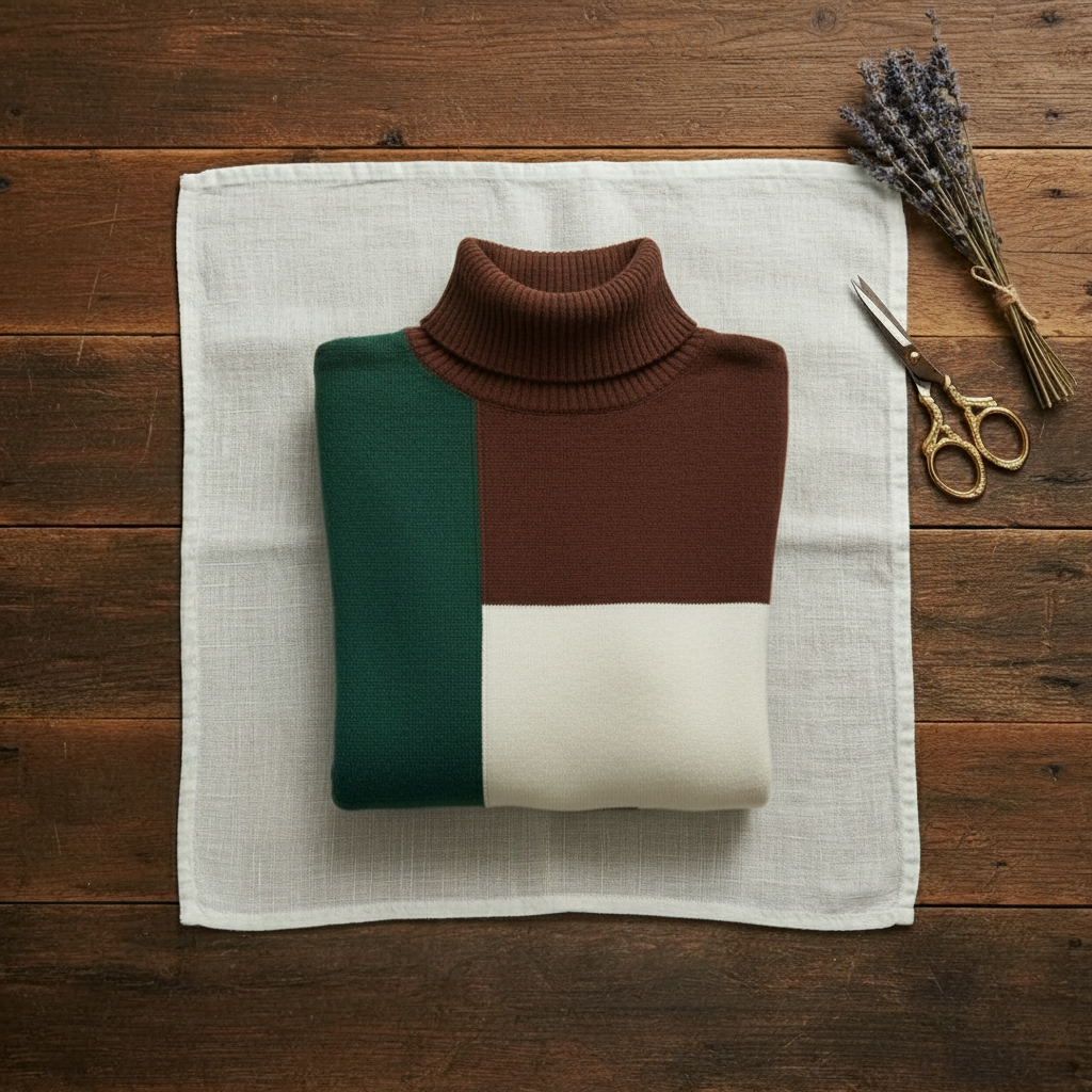 Katharine – Colour Block Turtleneck Jumper
