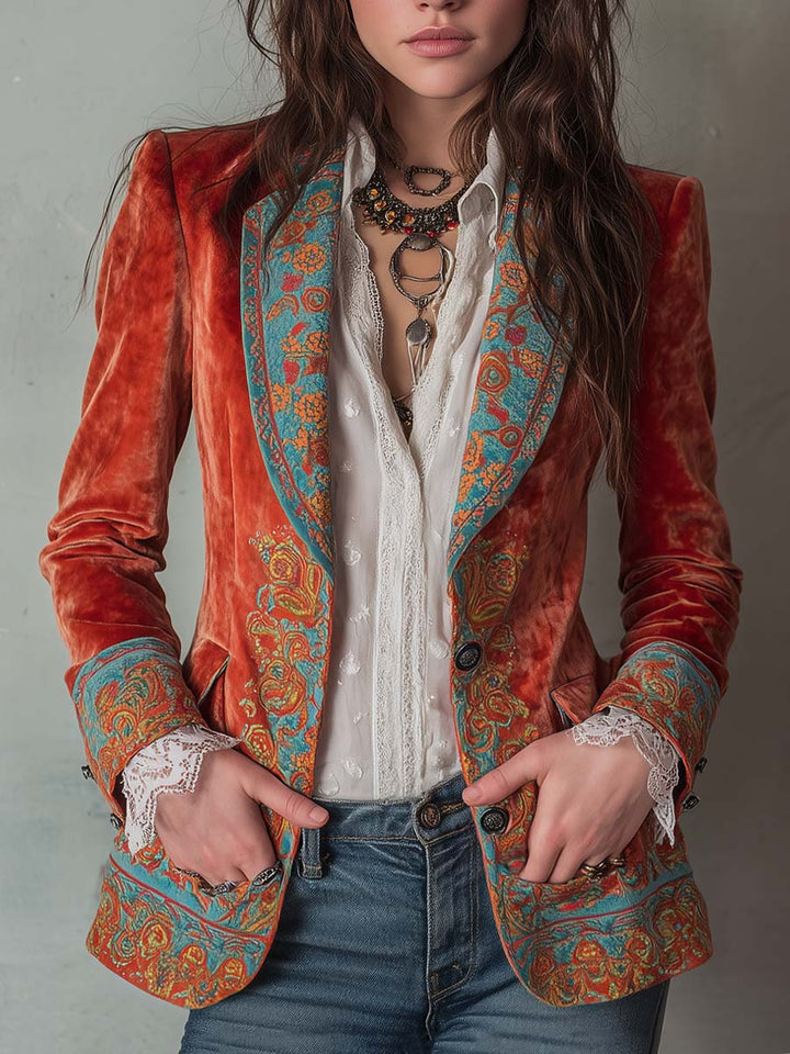 Annabel – Velvet Paisley Print Blazer