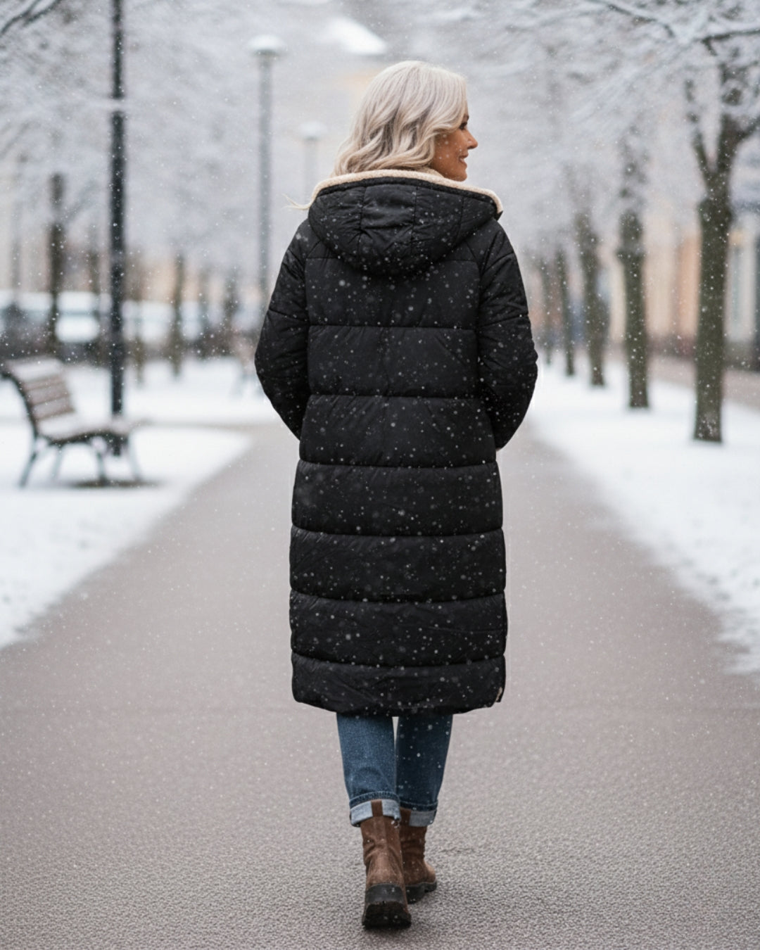 Bethan – Quilted Sherpa-Lined Long Coat