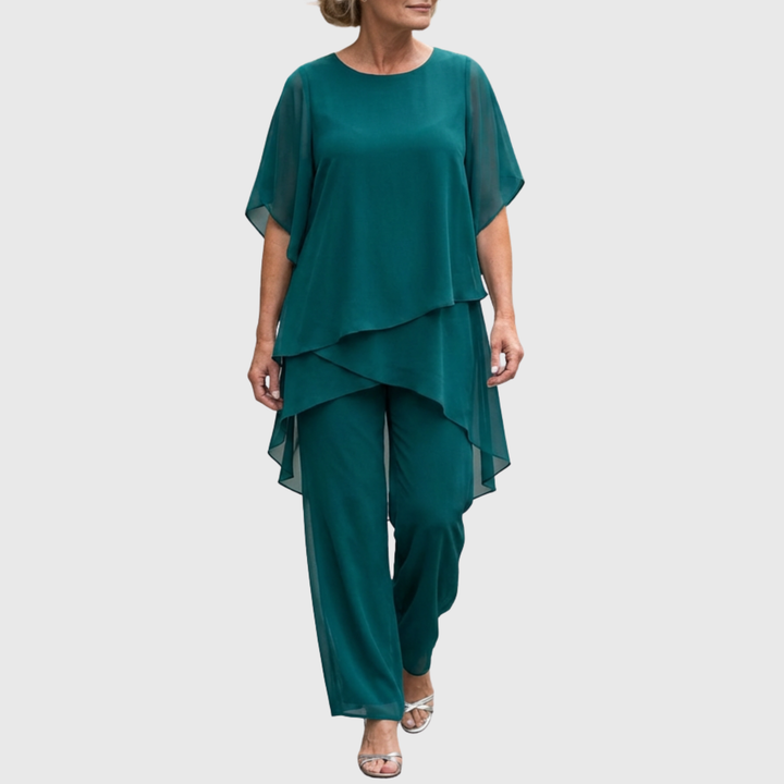 Keelin | Suit with Draped Palazzo Trousers