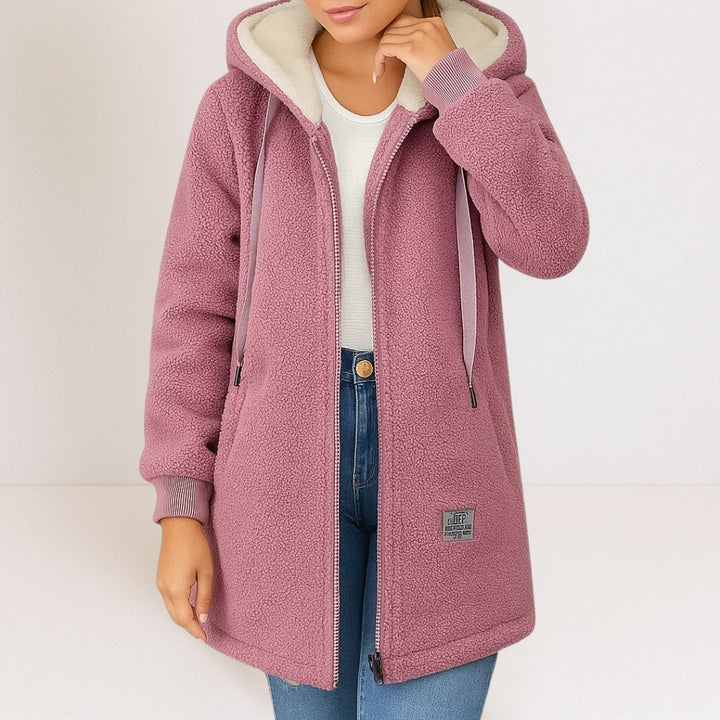 Valerie – Longline Hooded Teddy Fleece Coat