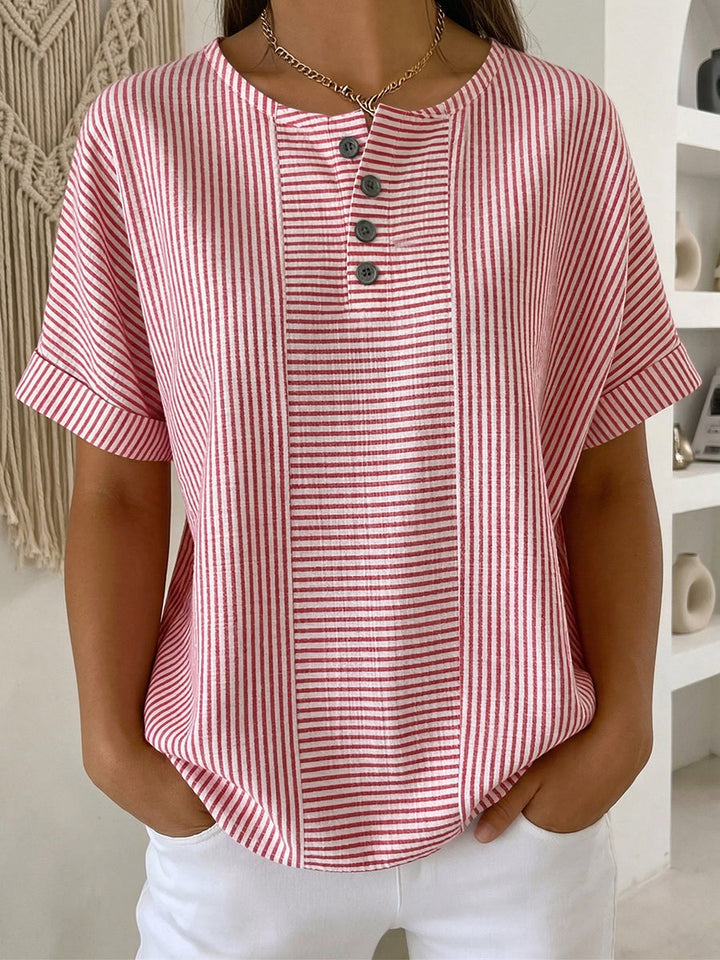 Drusilla – Striped Henley Button Top