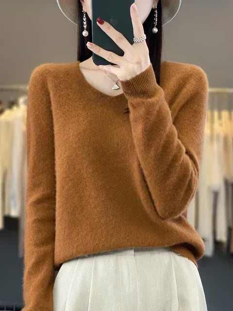 Enid – Loose Knit V-Neck Jumper