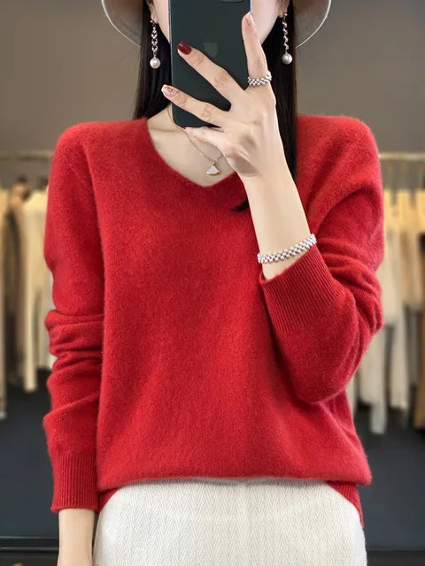 Enid – Loose Knit V-Neck Jumper