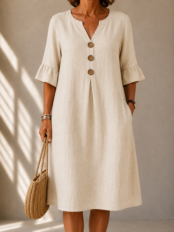 Janet – Relaxed Button-Front Midi Dress