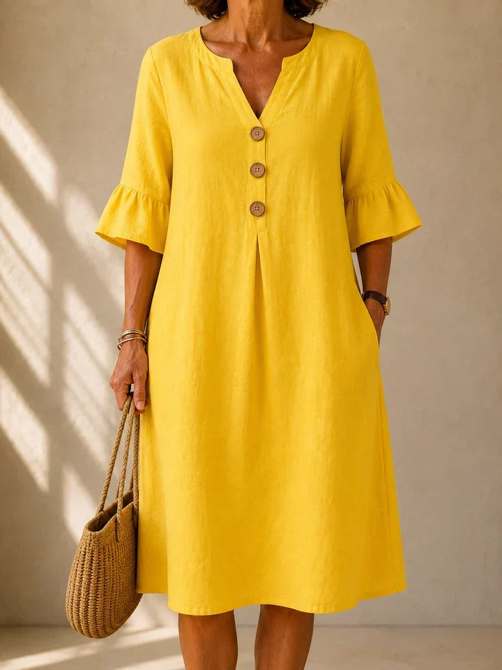 Janet – Relaxed Button-Front Midi Dress