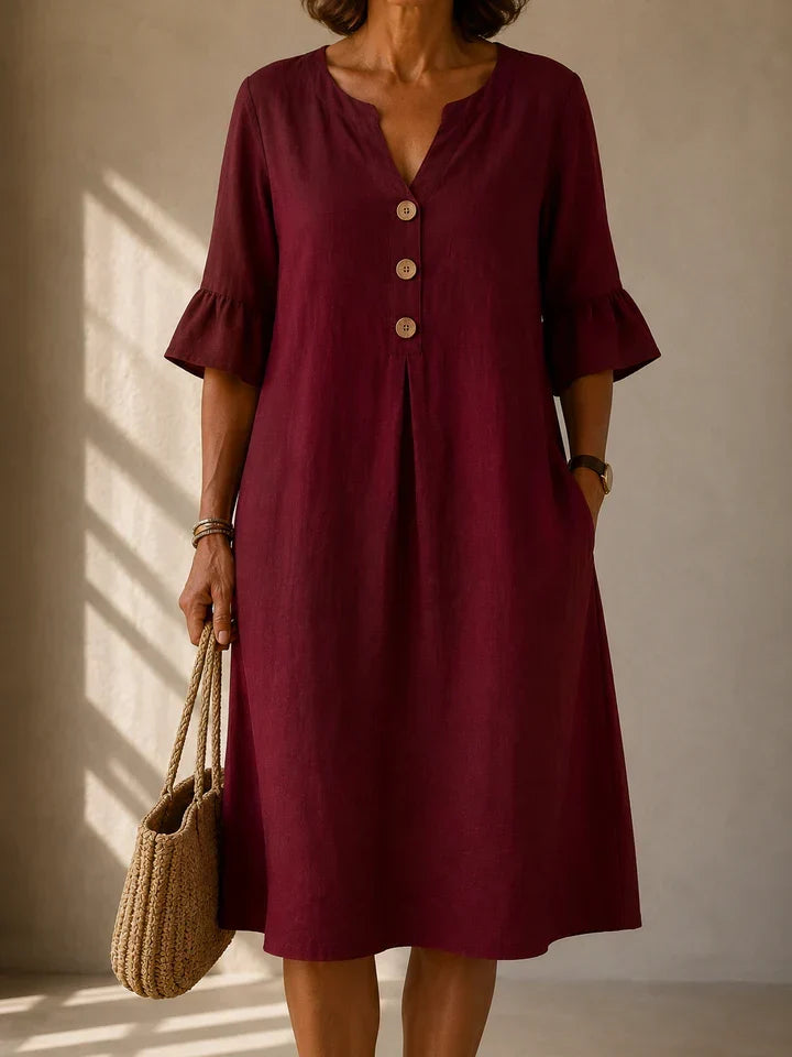Janet – Relaxed Button-Front Midi Dress