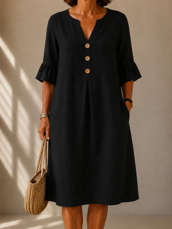 Janet – Relaxed Button-Front Midi Dress