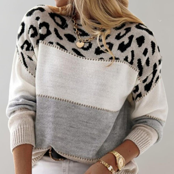 Thomasina – Leopard Accent Knit Jumper