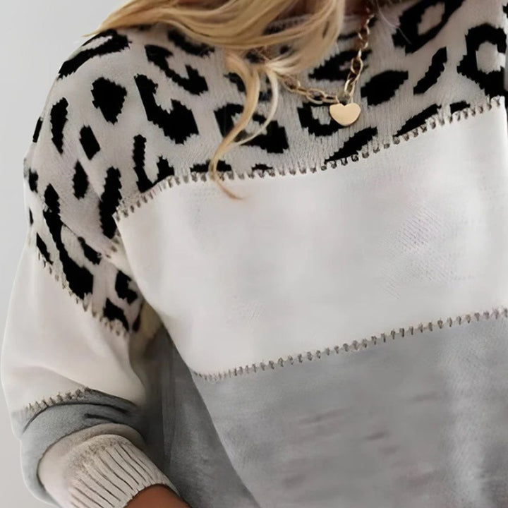 Thomasina – Leopard Accent Knit Jumper