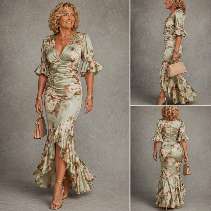 Freda – Floral Ruched Midi Dress
