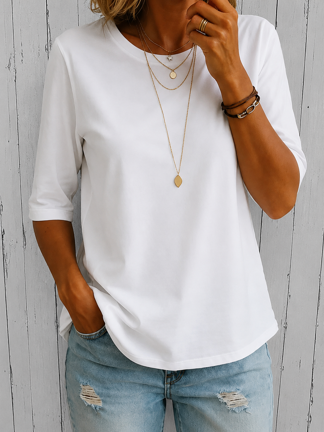 Tabitha – Relaxed Three-Quarter Sleeve Top
