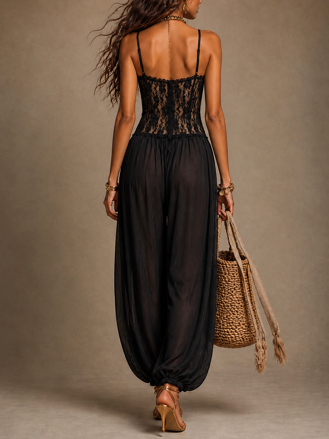 Paulina – Lace Bodice Harem Jumpsuit
