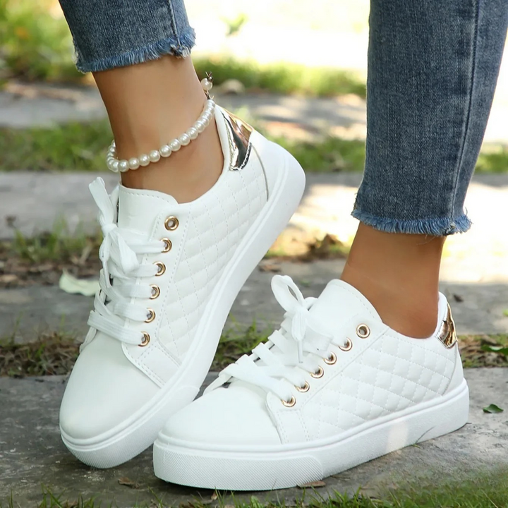 Margaret – Quilted Lace-Up Flatform Trainers