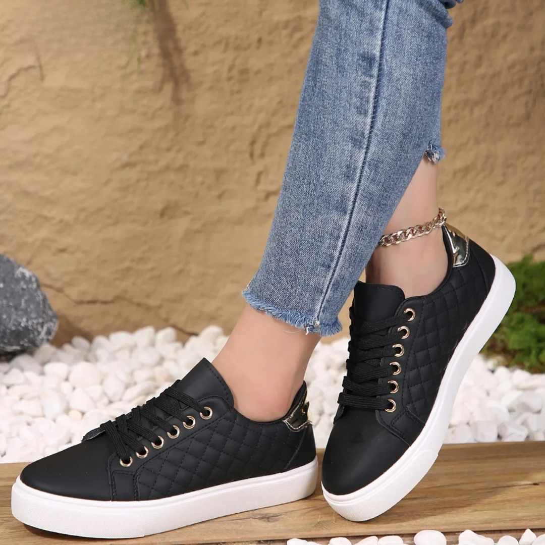 Margaret – Quilted Lace-Up Flatform Trainers