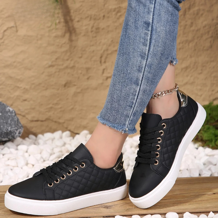 Margaret – Quilted Lace-Up Flatform Trainers