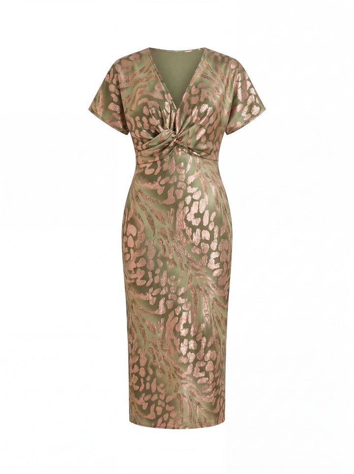 Jocasta – Twisted Knot Printed Midi Dress