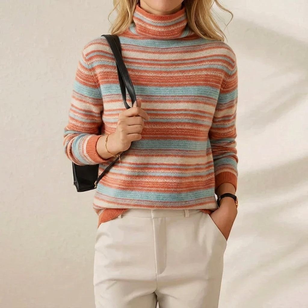 Daphne – Striped Turtleneck Knit Jumper