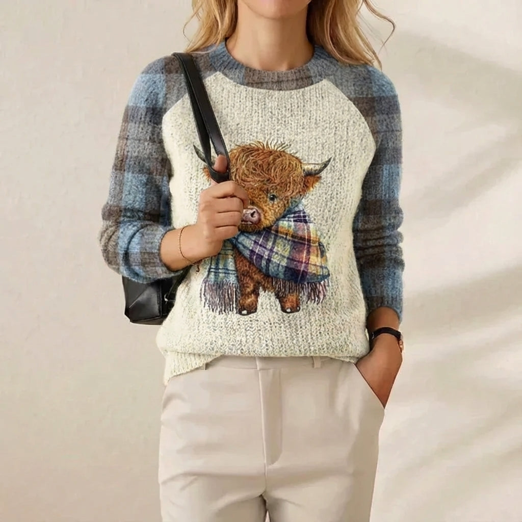Kerensa – Highland Cow Graphic Knit Jumper