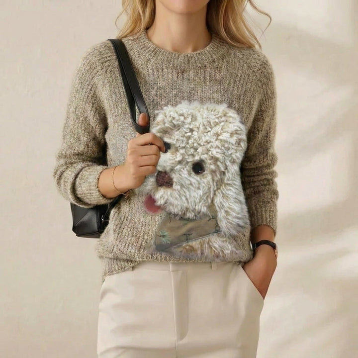Davina – Knit Jumper with Fluffy Poodle Motif