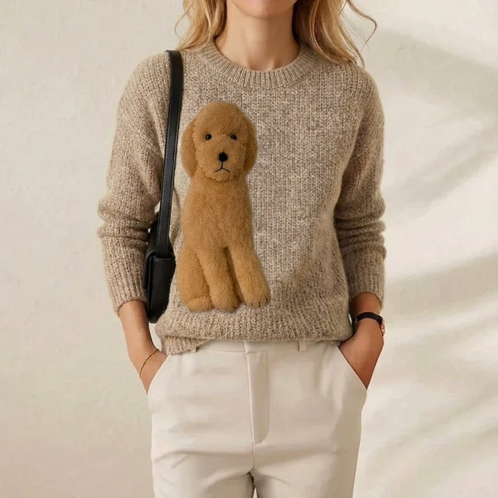 Nicola – Knit Jumper with Puppy Appliqué