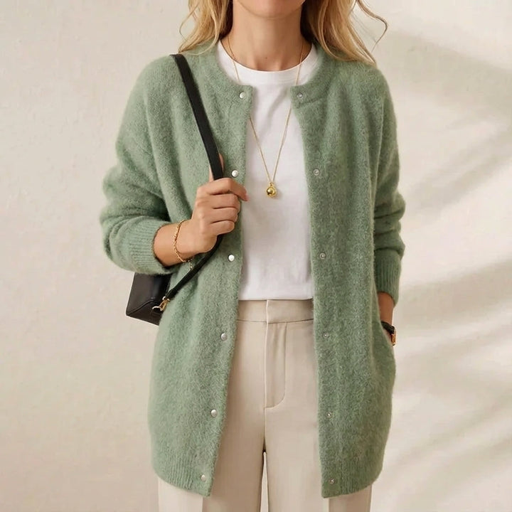 Theresa – Longline Cardigan with Gold Buttons