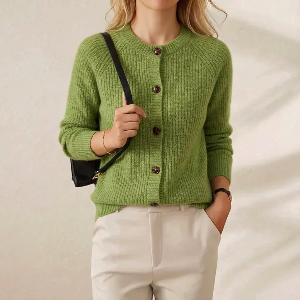 Georgiana – Ribbed Button-Front Knit Cardigan