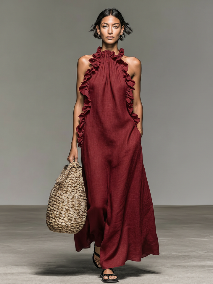 Betty – Ruffle Halter Maxi Dress