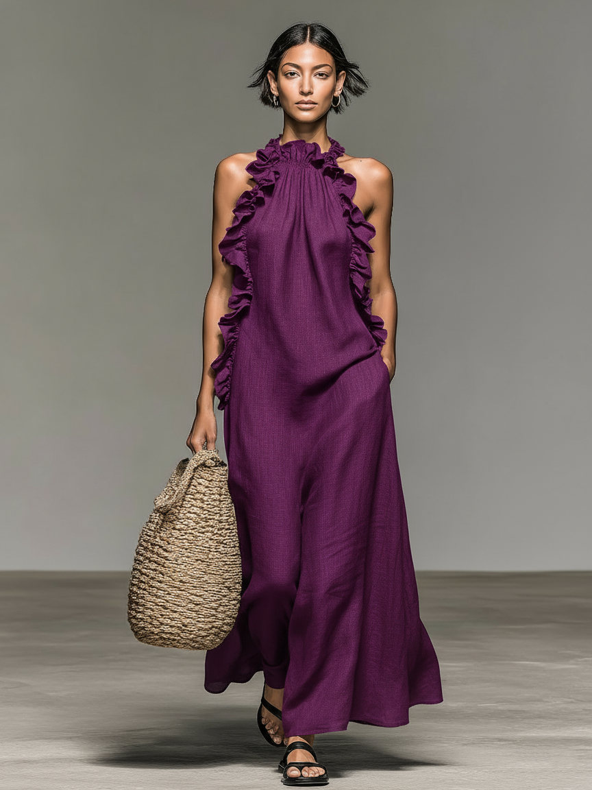 Betty – Ruffle Halter Maxi Dress