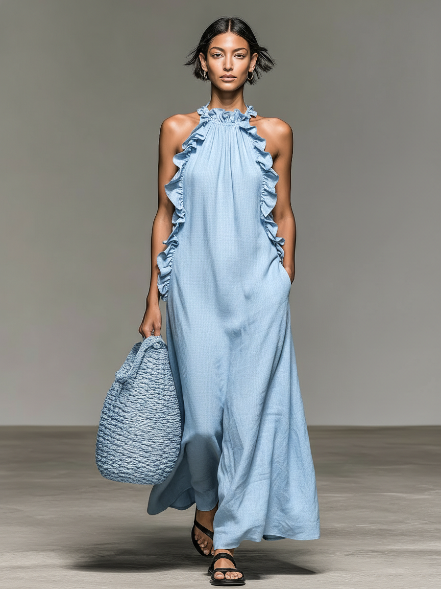 Betty – Ruffle Halter Maxi Dress