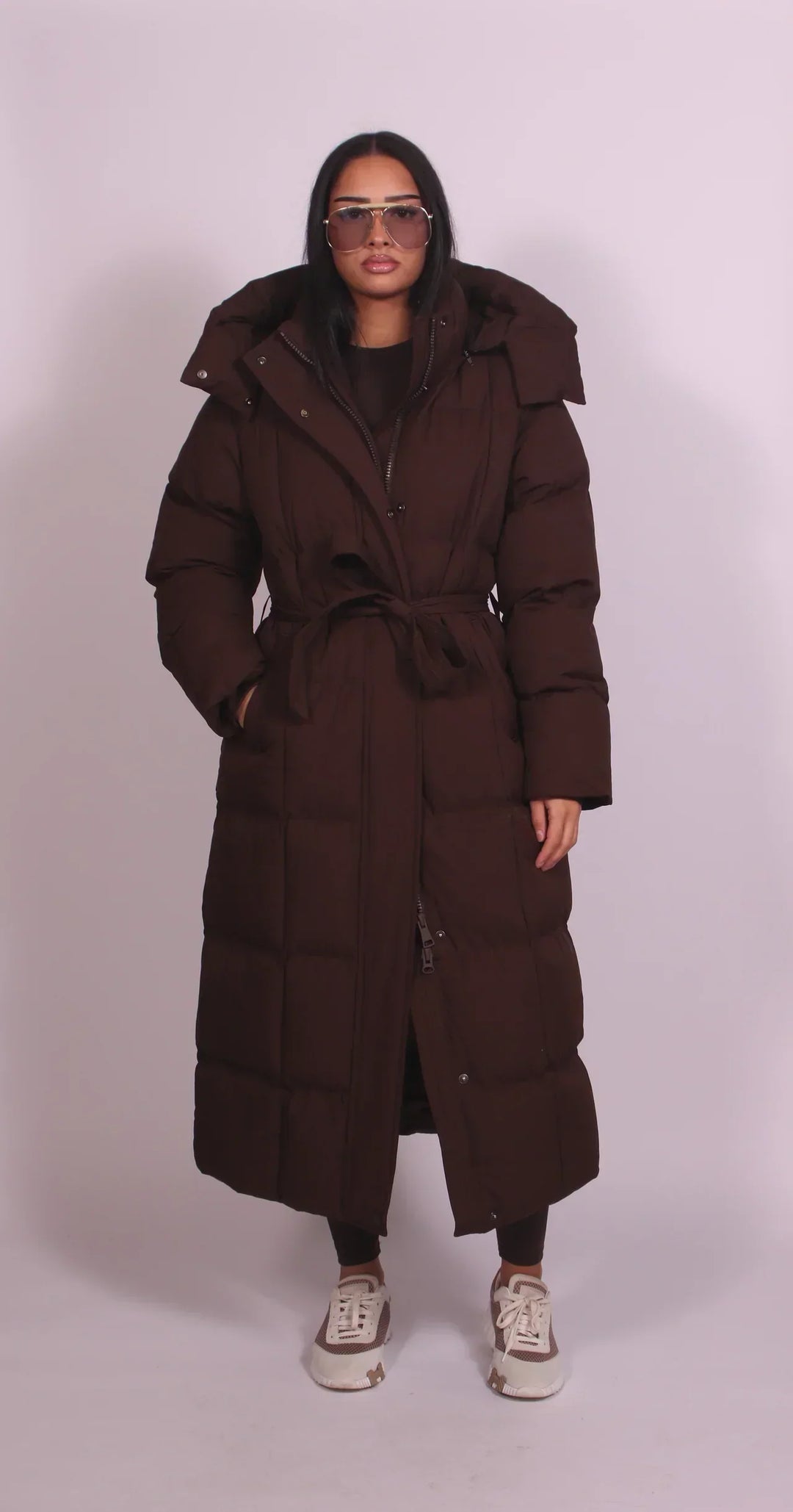 Ada – Longline Belted Puffer Coat